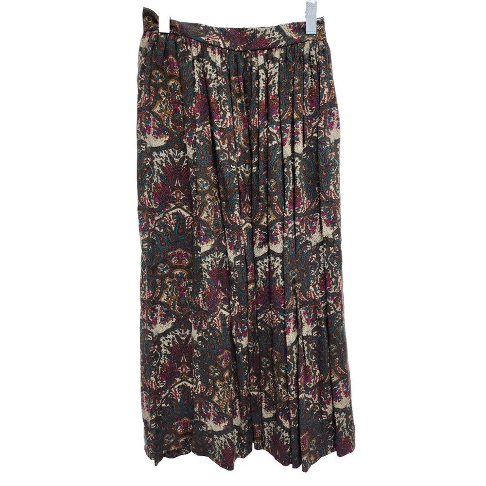 Vintage F.A.Chatta LTD Womens‎ BOHO Maxi Skirt Size 8 Paisley Pleated Festival
